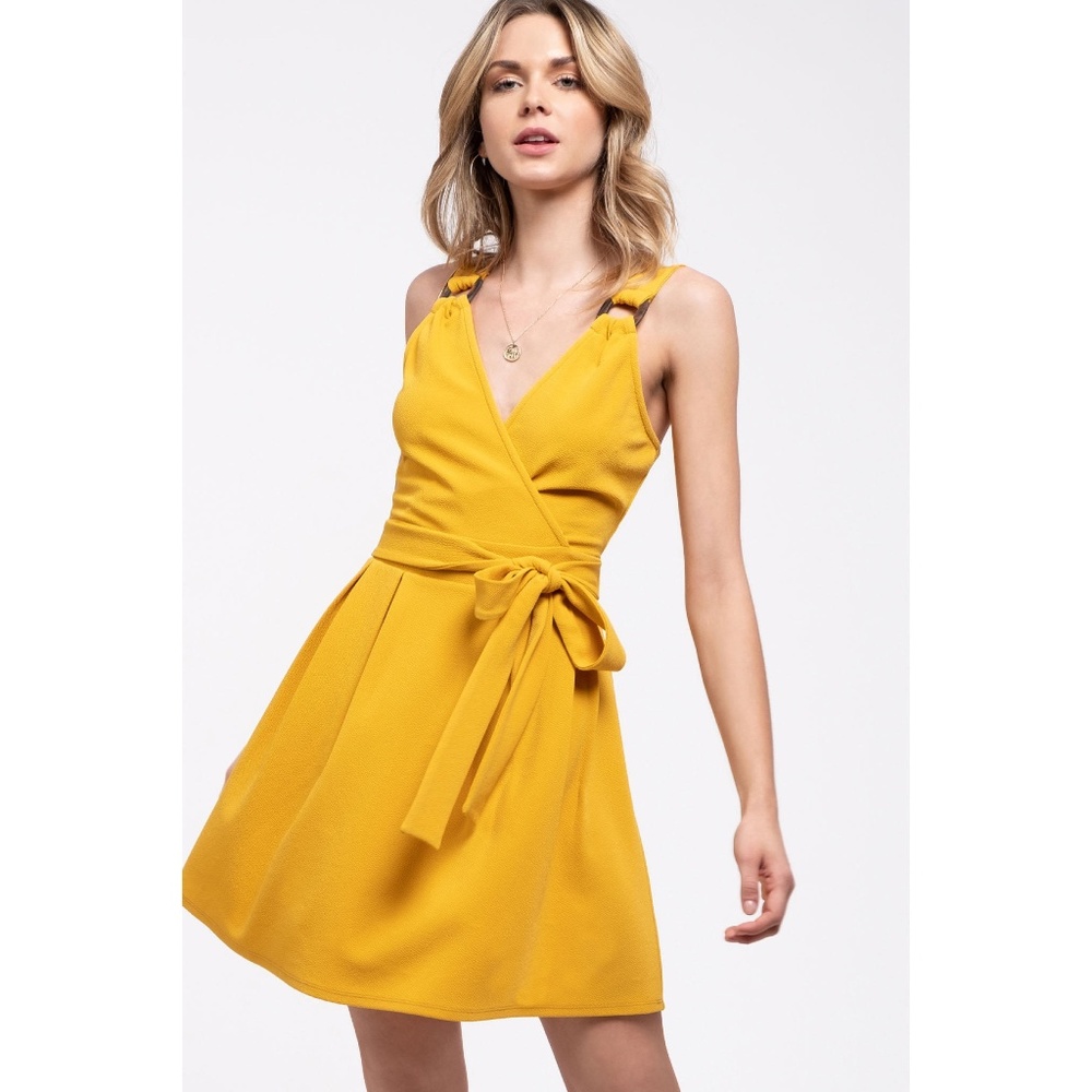 Belted Mustard Dress - Picture 5 of 8